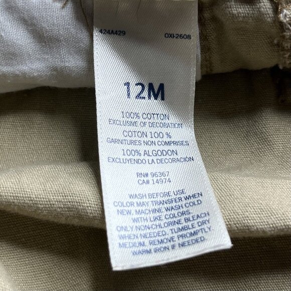 OshKosh B'Gosh Bib Overalls Baby 12 Months Tan Diaper Access - Picture 10 of 11